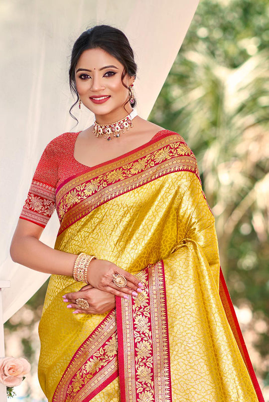 Multi Color kanjivaram silk Sarees With Blouse Piece