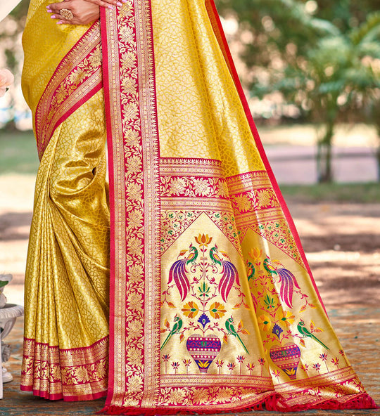 Multi Color kanjivaram silk Sarees With Blouse Piece
