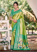 Multi Color kanjivaram silk Sarees With Blouse Piece