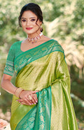 Multi Color kanjivaram silk Sarees With Blouse Piece
