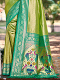 Multi Color kanjivaram silk Sarees With Blouse Piece