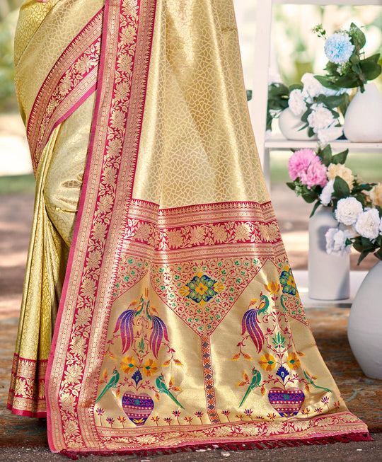 Multi Color kanjivaram silk Sarees With Blouse Piece