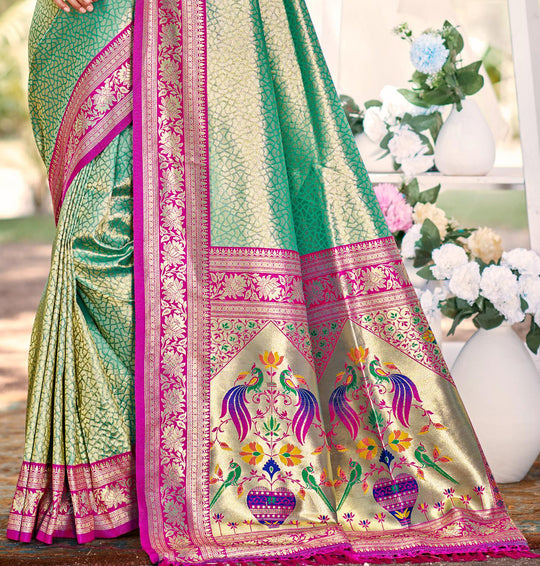 Multi Color kanjivaram silk Sarees With Blouse Piece