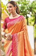 Multi Color kanjivaram silk Sarees With Blouse Piece
