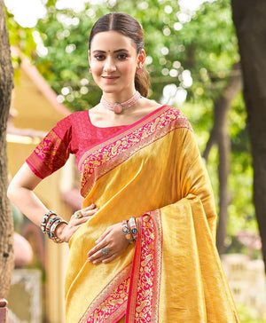 Multi Color kanjivaram silk Sarees With Blouse Piece