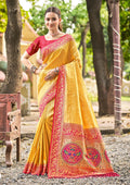 Multi Color kanjivaram silk Sarees With Blouse Piece
