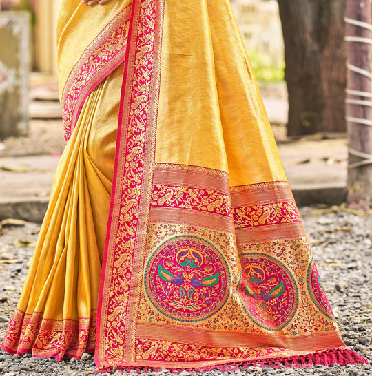 Multi Color kanjivaram silk Sarees With Blouse Piece