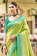 Multi Color kanjivaram silk Sarees With Blouse Piece