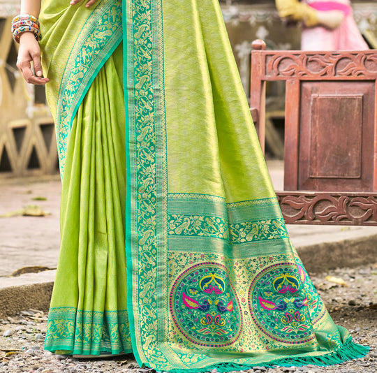 Multi Color kanjivaram silk Sarees With Blouse Piece