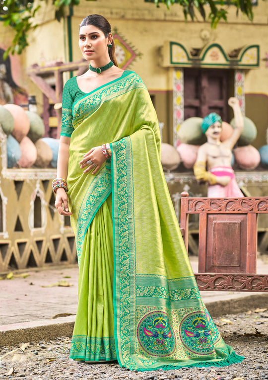 Multi Color kanjivaram silk Sarees With Blouse Piece