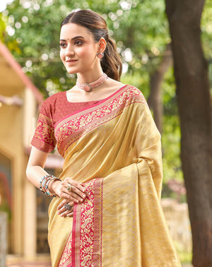 Multi Color kanjivaram silk Sarees With Blouse Piece