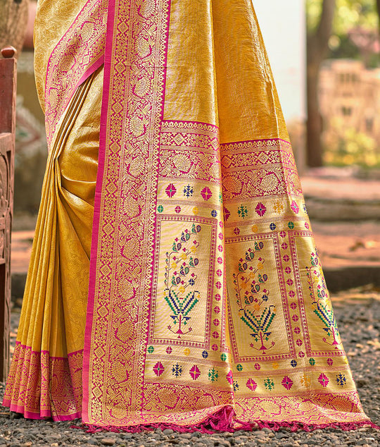 Multi Color kanjivaram silk Sarees With Blouse Piece