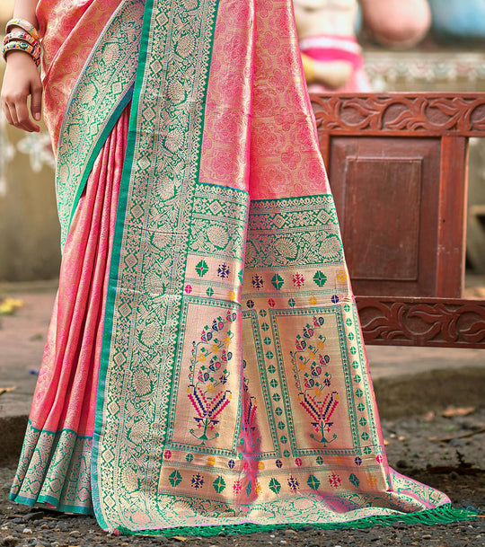 Multi Color kanjivaram silk Sarees With Blouse Piece