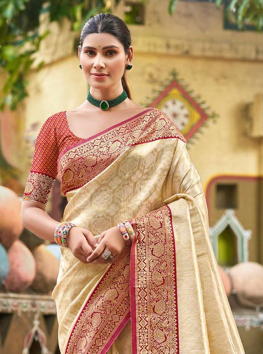 Multi Color kanjivaram silk Sarees With Blouse Piece
