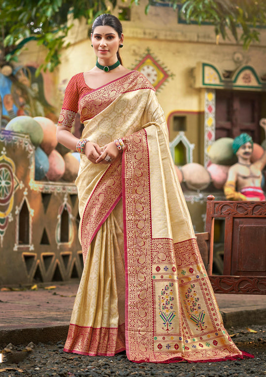 Multi Color kanjivaram silk Sarees With Blouse Piece
