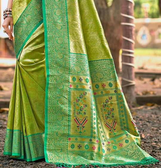 Multi Color kanjivaram silk Sarees With Blouse Piece