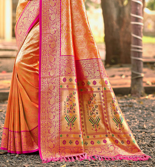 Multi Color kanjivaram silk Sarees With Blouse Piece