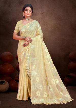 Golden Munga kota Sarees With Blouse Piece