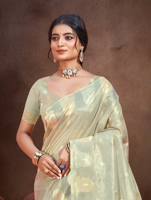 Grey Munga kota Sarees With Blouse Piece