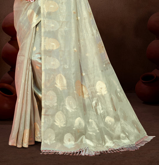 Grey Munga kota Sarees With Blouse Piece