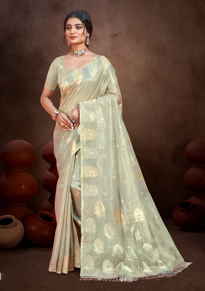 Grey Munga kota Sarees With Blouse Piece