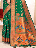 Green Paithani Silk Saree With Blouse Piece