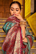 Dark Green Banarasi Silk Saree With Blouse Piece