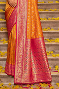 Mustard Banarasi Silk Saree With Blouse Piece