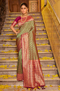 Light Green Banarasi Silk Saree With Blouse Piece