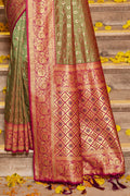Light Green Banarasi Silk Saree With Blouse Piece