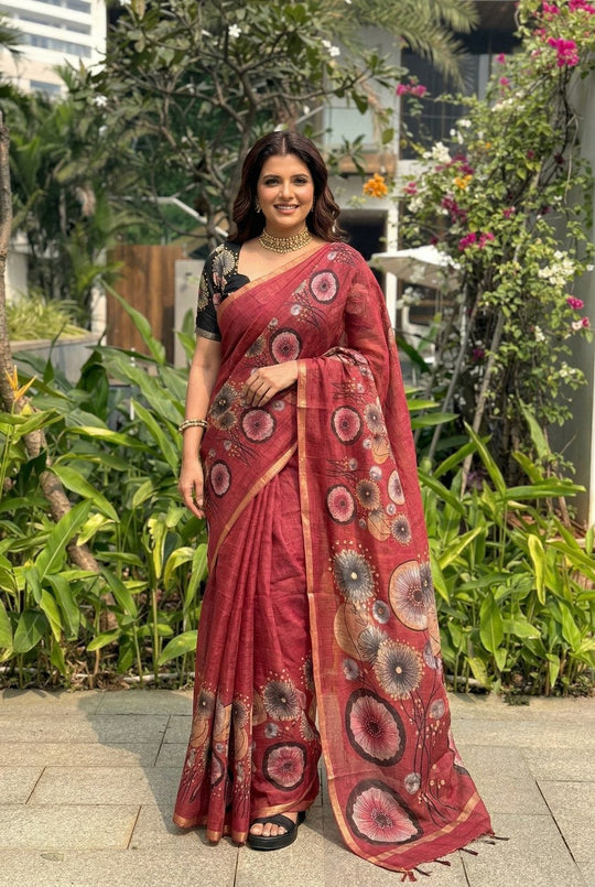 Printed Cotton Blend Saree