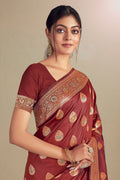Red Silk Saree With Blouse Piece