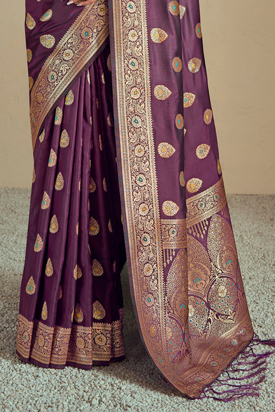 Purple Silk Saree With Blouse Piece