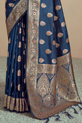 Blue Silk Saree With Blouse Piece