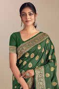 Green Silk Saree With Blouse Piece