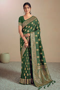 Green Silk Saree With Blouse Piece