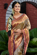 Pewter Grey Banarasi Saree