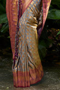 Pewter Grey Banarasi Saree