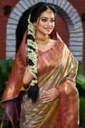 Pewter Grey Banarasi Saree