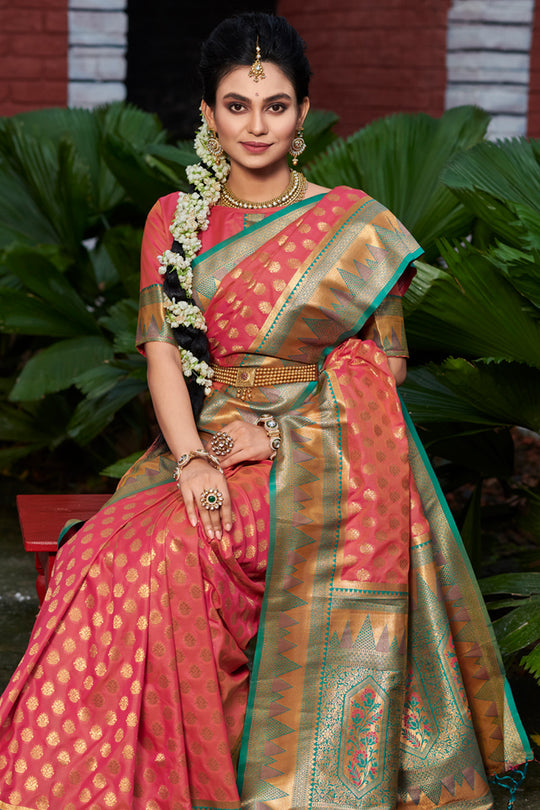 Taffy Pink Banarasi Saree