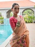 Peach Muga Cotton Saree With Blouse Piece