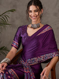 Purple Semi Modal Saree With Blouse Piece