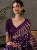 Purple Semi Modal Saree With Blouse Piece