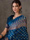 Rama Semi Modal Saree With Blouse Piece