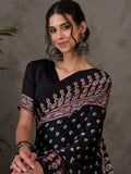 Black Semi Modal Saree With Blouse Piece