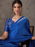 Blue Semi Modal Saree With Blouse Piece