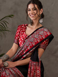 Black Semi Modal Saree With Blouse Piece