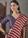 Wine Semi Modal Saree With Blouse Piece