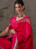 Pink Semi Modal Saree With Blouse Piece