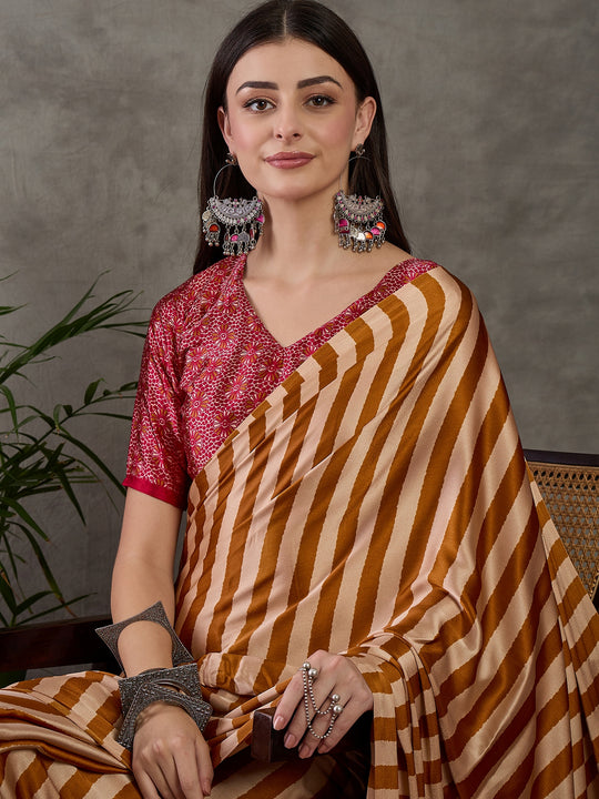 Yellow Semi Modal Saree With Blouse Piece